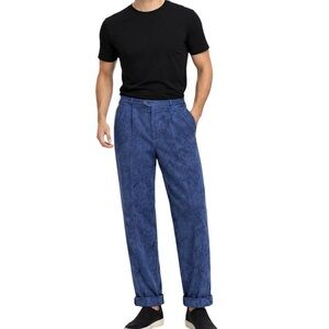 Rodelli Uomo Vintage Textured Microfiber Snakeskin Print Pleated Trousers